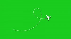 Download Animation of airplane traveling with a path on green background. 4K Resolution for free