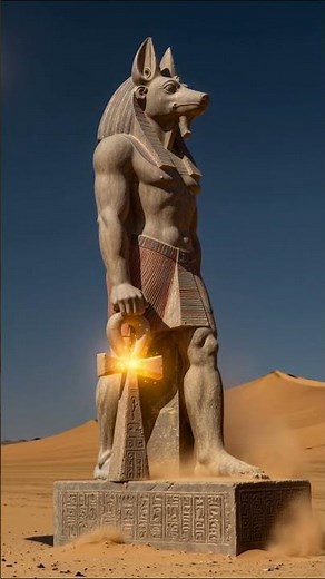 mighty ancient Egypt statue of Anubis, the revered Egyptian god of the afterlife. Egyptian mythology