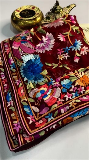 Shabana Wasim on Instagram: "💫 Grace in Every Thread “Exquisite Parsi Gara Dupatta – Hand-Embroidered Luxury from the World-Renowned Gara Collection.” A timeless piece of art, hand-embroidered with love and legacy. ✨ Crafted on pure Georgette, this dupatta flows like a dream and carries the rich heritage of Parsi Gara embroidery – known for its intricate motifs and storytelling through thread. 📏 Length: 101 inches 📐 Width: 42 inches 🖐️ Every inch hand-crafted with delicate care – making it a