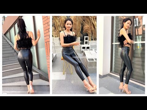 Lovely female model 💓 leather leggings p1 😘 #hhchannel #hhkhoedang #hhgirlxinh