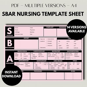 SBAR NURSING Handover Template - Etsy Canada