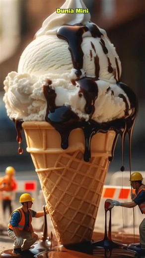Miniature Workers Tackling Giant Ice Cream Problems