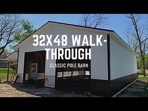 32x48 12’ Pole Barn | Classic Black and White Barn