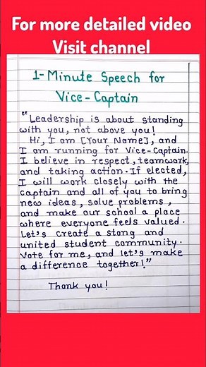 ​Inspiring 1-Minute School Captain and Vice-Captain Speech | Leadership & Confidence Tips #shorts
