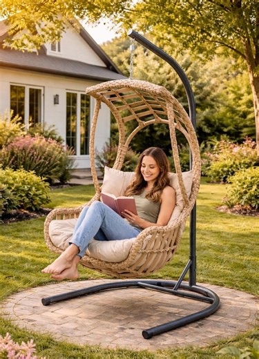 Single Rattan Egg Chair With Stand & Cushion Indoor Outdoor Patio Quality Swing Lounge - Etsy Canada