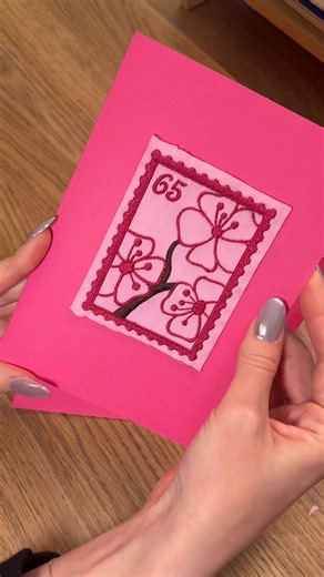 Emma | Graphic Design and Crafts on Instagram: "Part 2 of making an embroidered card! #embroiderymachine #machineembroideryart #asmrsound #embroiderymachinedesign #embroideredcard"