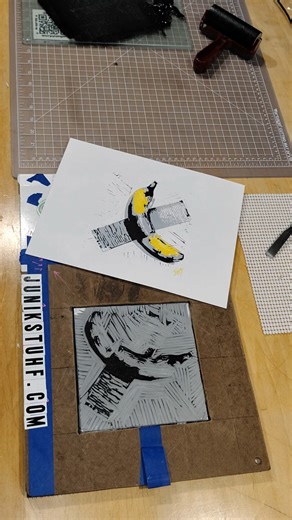 "The Comedian's Comedian" - hand tinted 2 color #linocut process #timelapse... | Lonnie Ellis