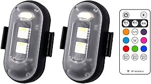 LED Drone Strobe Light with Wireless Remote Control and High Brightness - USB Rechargeable for Cars, Drones, Led Anti-collision Lights Emergency Warning Lights for Motorcycle Bike (2pcs with remote)