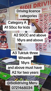 Driving licence categories | Bidii Driving School