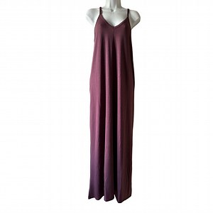 Plum Maxi Dress with Adjustable Straps & Pockets