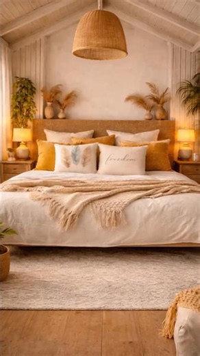 Boho Bedroom Decor ✨ Cozy Pillow Styling #shorts
