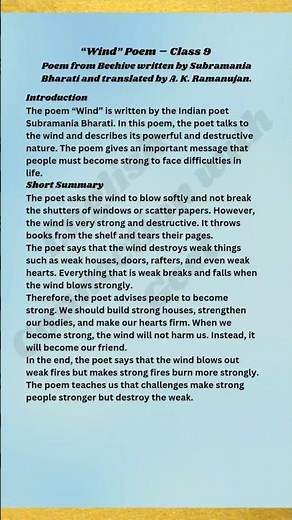Wind Poem Class 9 | Summary, Theme & Poetic Devices | Beehive Chapter 2