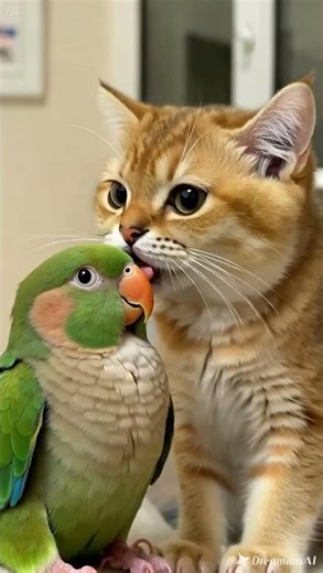 Kitten & Parrot Cuddles! 😻 You Won't Believe This Sweet Moment! ❤️