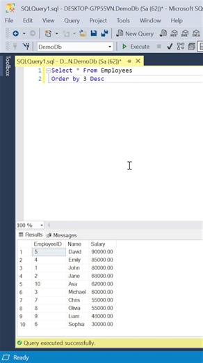ORDER BY Column Position in SQL #database #coding #databaseconcepts