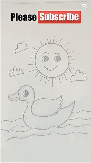 "Easy Duck Drawing for Kids | Cute Duck Sketch with Smiling Sun | Simple Pencil Drawing Tutorial"