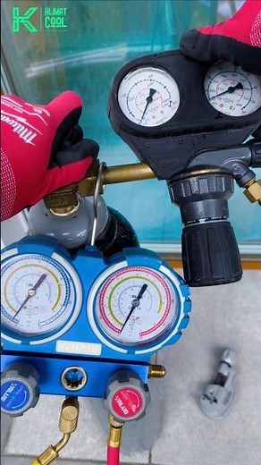 Nitrogen Pressure Testing of Installation #acinstallation #nitrogentest #HVAC #acwork #Testing #ac