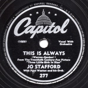 Jo Stafford - This Is Always / I'll Be With You In Apple Blossom Time