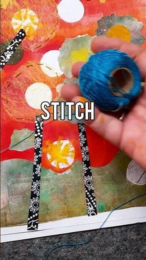 Make some art with gelli plate printing, paint, draw, glue and stitch a paper collage. #papercraft