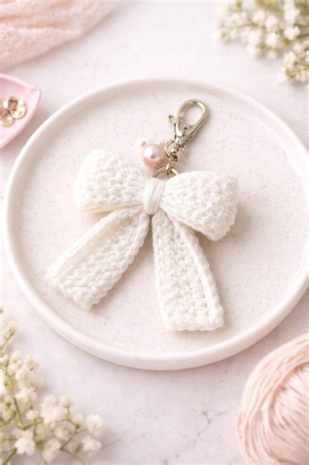 Coquette Crochet Bow Key Chain Pattern | Aesthetic Bag Charm PDF | Modern - Etsy