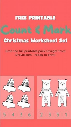 FREE PRINTABLE Count & Mark Christmas Worksheet Set