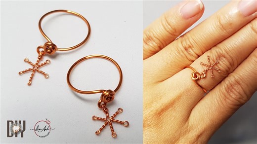Snowflakes ring - Ideas jewelry for Christmas from copper wire 427