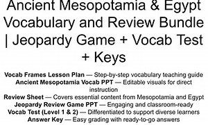 Ancient Mesopotamia & Egypt Vocabulary and Review Bundle | Jeopardy Game   Vocab