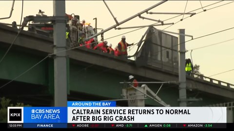 Caltrain service restored following big-rig crash on Hwy 101