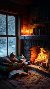 191K views · 14K reactions | A quiet winter day, peaceful moments by the fireplace. Cat purring, crackling fire, and soft jazz melodies... ⠀ #ambiancehometv #fireplace #cat #book #snow #cozy #wintervibes #relaxing #jazz | Ambiance Home Tv | Facebook