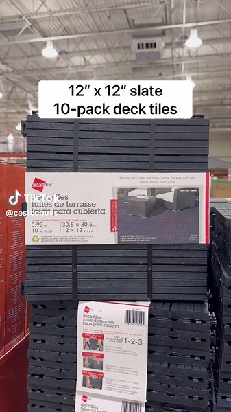 🤩 Deck Tiles at Costco! These 12” x 12” slate 10-pack deck tiles have a quick click connection and are great for your balcony, deck, patio, and more! They’re weather resistant, super durable, and are low maintenance! Grab a 10-pack for $19.99! 👏🏼 #costco #diyprojects #diyhomeprojects #deckdesign