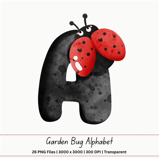 Garden Bug Alphabet PNG A-Z | Insect Letters Clipart Set | Kids Learning Printable | Nursery Classroom - Etsy