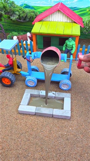 😱 Mini Tractor Making Cement Pillar with Bricks | Amazing Real Working DIY Machine #shorts #ytshorts