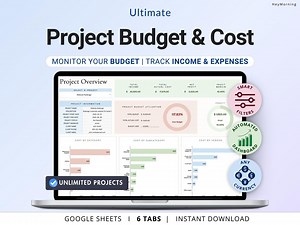 Project Cost Tracker Spreadsheet Project Budget Template Job Costing Google Sheets Project Management Business Income and Expense - Etsy Australia