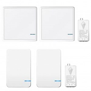 NineLeaf Wireless Light Switch and Reciever Kit, Wireless Switch Remote, No Wiring Required, Easy to Install Long Range for Led Light Ceiling Lights Fans (2Mini Switch 2Square Switch 2Receiver Kit)