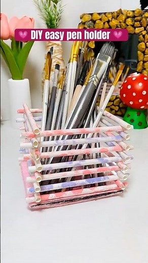 Diy easy cute pen holder 💝 #diy #crafts #shorts #easy