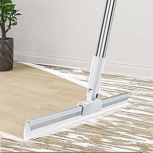 Rubber Squeegee Broom for Floor,62" Long Handle Window Squeegee, Silicone Pet Hair Remover,Magic Squeegee Broom for Indoor Cleaning,Cleans Glass, Hair, fine dust, Liquids, Suitable Smooth Floors, Rugs