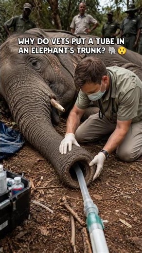 Why Do Vets Put a Tube in an Elephant’s Trunk? 🐘😲.