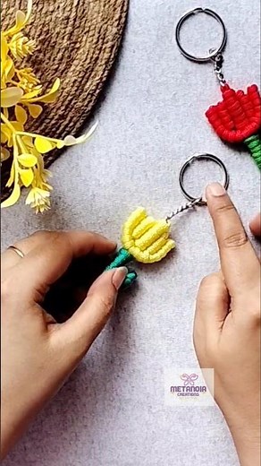 Macrame Tulip Keychain 🌷 | Easy DIY | Handmade Gift Idea | #shorts #macrameflower #tulip #tutorial