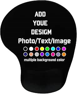 Custom Mouse pad with Wrist Rest Support Ergonomic Personalized Mousepad with Your Pictures/Text/Logo Non-Slip PU Base for Easy Typing Pain Relief, Durable and Washable