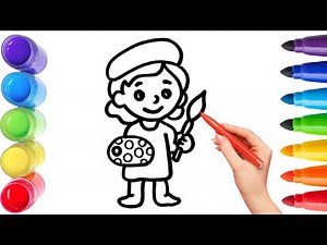 How To Draw painter Drawing, Painting & Coloring For Kids and Toddlers_ Child Art 🐋🌈🎨