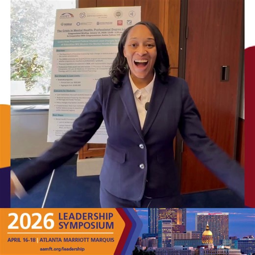 AAMFT member Domonique Rice shares her excitement about the 2026 Leadership Symposium. Early pricing ends Feb. 17th. Secure your spot today! https://networks.aamft.org/leadershipsymposium/home #AAMFT #therapy #familytherapy #mentalhealth #clinicians #therapist #counseling #psychotherapy | American Association for Marriage and Family Therapy