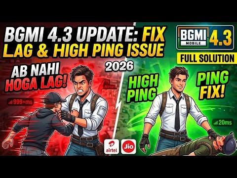 BGMI 4.3 Update: Ab Nahi Hoga Lag! 😍Airtel/Jio High Ping Fix (Full Solution)Fix Lag&Ping Issue🚀2026