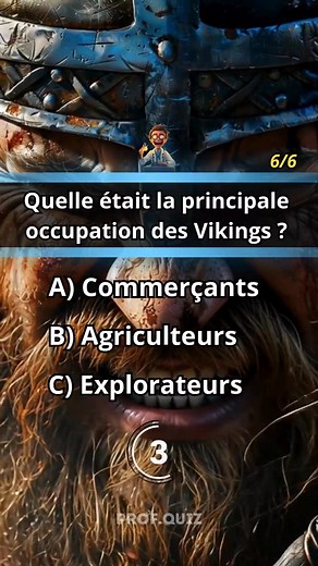 Quiz Histoire : Civilisation Viking et Explorations Nordiques ! ⚔️ Teste tes connaissances sur les Vikings, peuple scandinave légendaire et ses conquêtes ! 🛡️ Raids vikings, drakkars, mythologie nordique, explorateurs, royaumes scandinaves, expansion territoriale... Plonge dans l'univers fascinant de ces guerriers navigateurs qui ont marqué l'Histoire médiévale sur profquiz.fr ! ⛵ #Quiz #Histoire #Vikings #Nordiques #ProfQuiz #Connaissances #Challenge #Médiéval | Prof Quiz