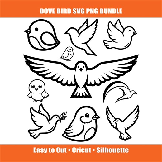 Bird SVG Bundle, Cute Birds SVG PNG, Cricut Cut Files, Simple Bird Outline, Silhouette Bird Clipart, Easy Trace Svg, Instant Download - Etsy