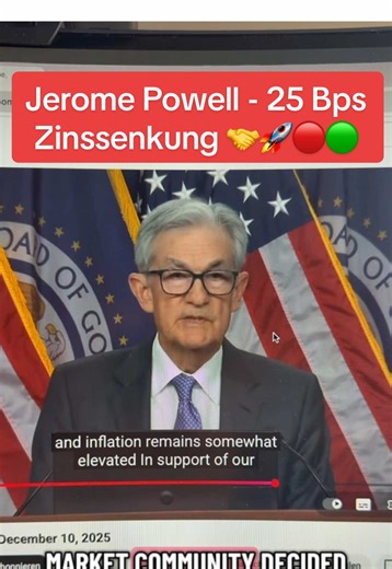 🔴🟢 Hast du heute mit der 0,25% Zinssenkung gerechnet? Und weitere Frage, was hast du gedacht, wie heute die Aktienmärkte auf die Verkündung durch Jerome Powell reagieren werden? Hast du erwartet, dass wir steigen werden? #fed #zinsen #aktien #börse #investieren