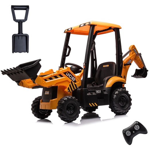 JCB Excavator Ride on & Bulldozer, 12V Battery Powered Construction Vehicles for Kids with Remote Control and Front Loader, Music Player, Backhoe Loader Ride-On Large Digger Yellow - Walmart.com