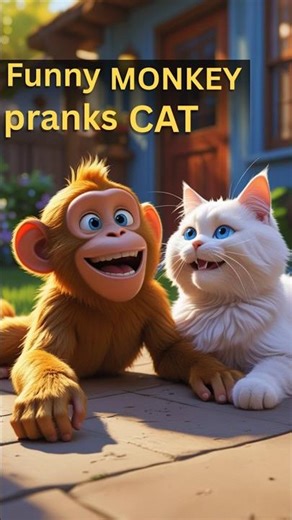 Funny monkey pranks cat #cats #cartoon #animation #TellyToons