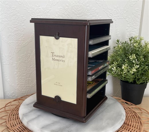 Vintage Rotating CD Holder 360 Degree Photo Frame 4x6 Display Storage Rack Rare - Etsy
