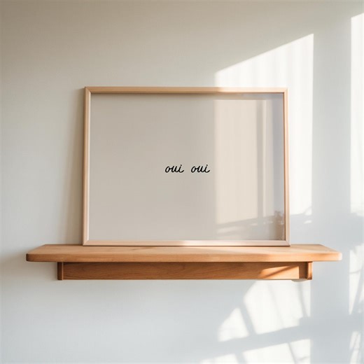 Oui Oui French Quote Poster | Beige Typography Wall Art | Digital Download - Etsy