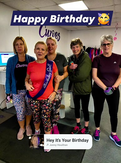 What a way to start your birthday! With a Zumba party in the circuit with all your Curves friends! We hope you have a lovely rest of your day Sharon! 🥳 | Curves Newport East