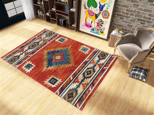 Navajo Tribal Style Area Rug, Native American Ethnic Motif, Southwestern Native Decor, Ruggable Rug, Washable Rug, Décoration D'intérieur - Etsy UK